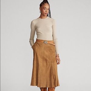 Polo Ralph Lauren A-line Suede Skirt